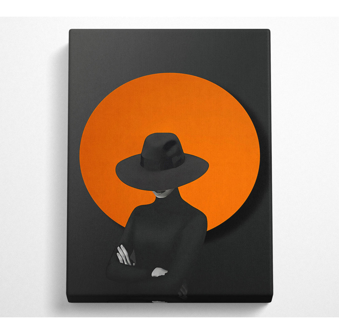 Orange Circle, Lady In Black Hat - No Frame Kunstdrucke auf Leinwand