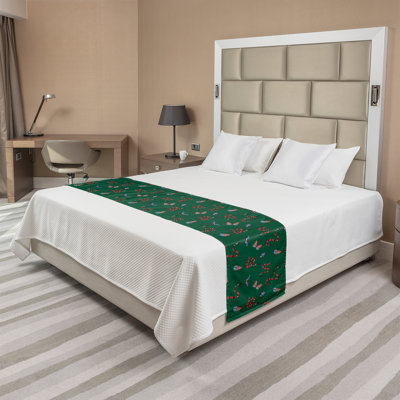 Ambesonne Snakeskin Print Bed Runner Fly and Reptile Forest Green Multicolor