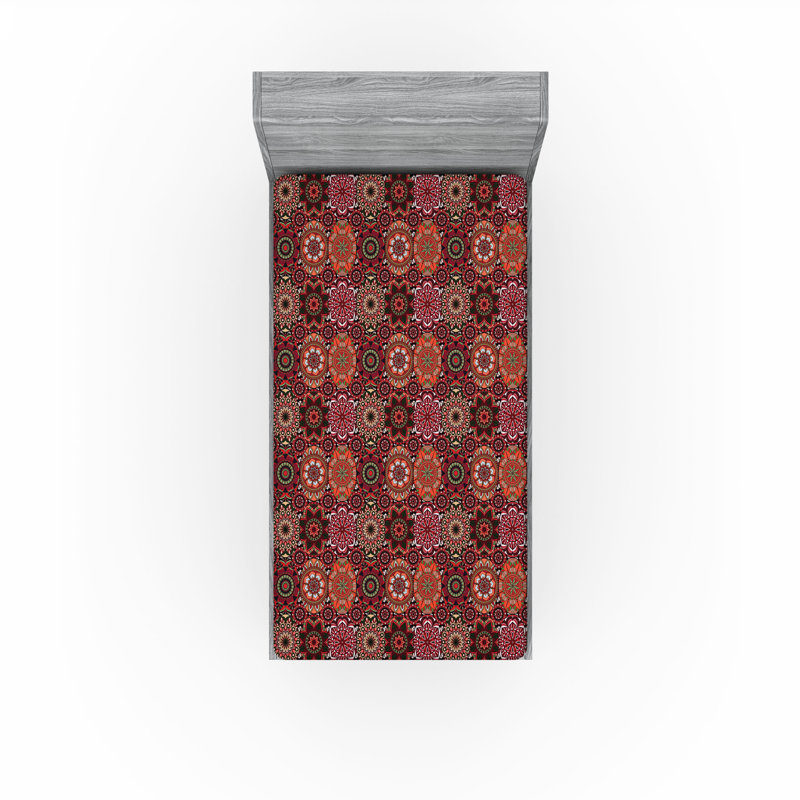 Drap-housse Ambesonne, paquet de 2, Drap-housse simple TG, Vert / vermillon / rubis marocain