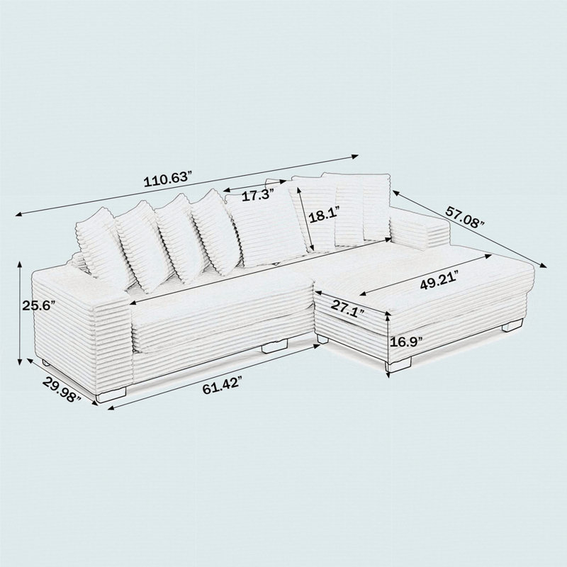 Canapé-lit modulaire rembourré Corduroy, Noir