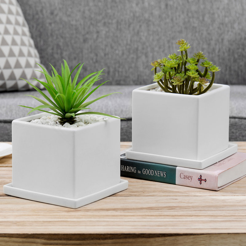 Ceramic Planter Box, White