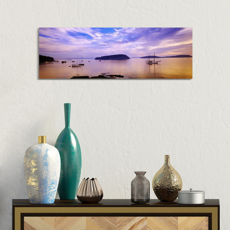 Frenchman Bay At Twilight, Hancock County, Maine, USA - Wrapped Canvas Panoramic Print, 30.48 cm H x 91.44 cm W x 1.91 cm D