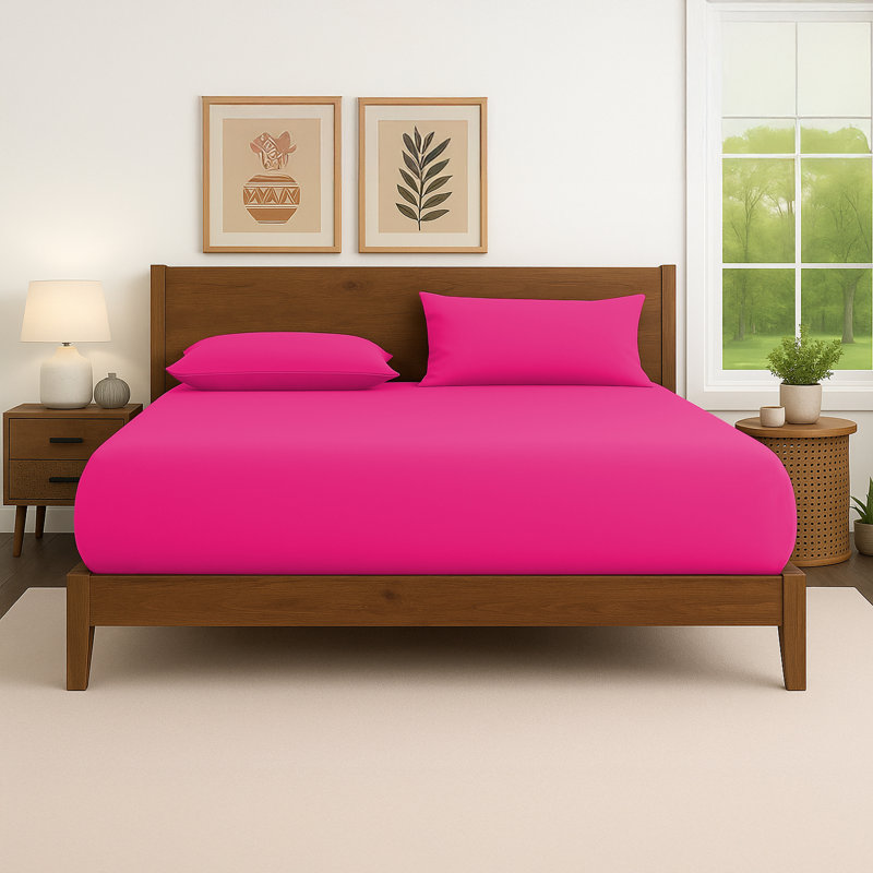 40cm Extra Deep Fitted Sheet – Soft Microfiber, Wrinkle-Free, Cooling, Elastic Corners, Single (3'), Pink