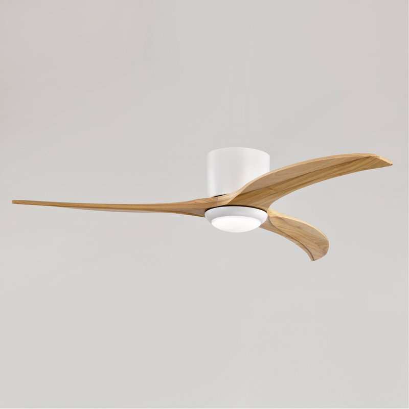 52"  Solid Wood Blades Ceiling Fan With Light With Remote Control, Noiseless Reversible Motor, 6 Speed, For Patio Living Room, Bedroom,Indoor.(Matte White)