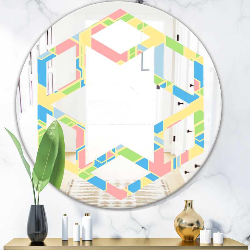 Miroir mural géométrique Pastel Abstract II, 23,6 po x 23,6 po