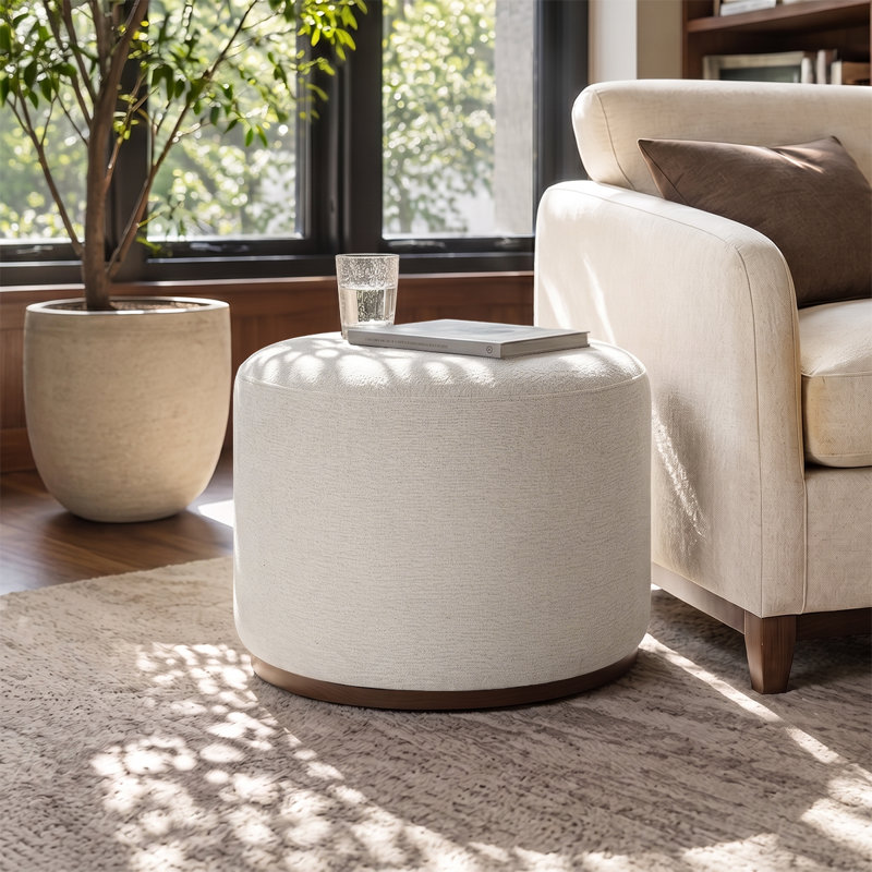 Table de bout pivotante rembourrée 22,5 po, Beige / Brun, Beige