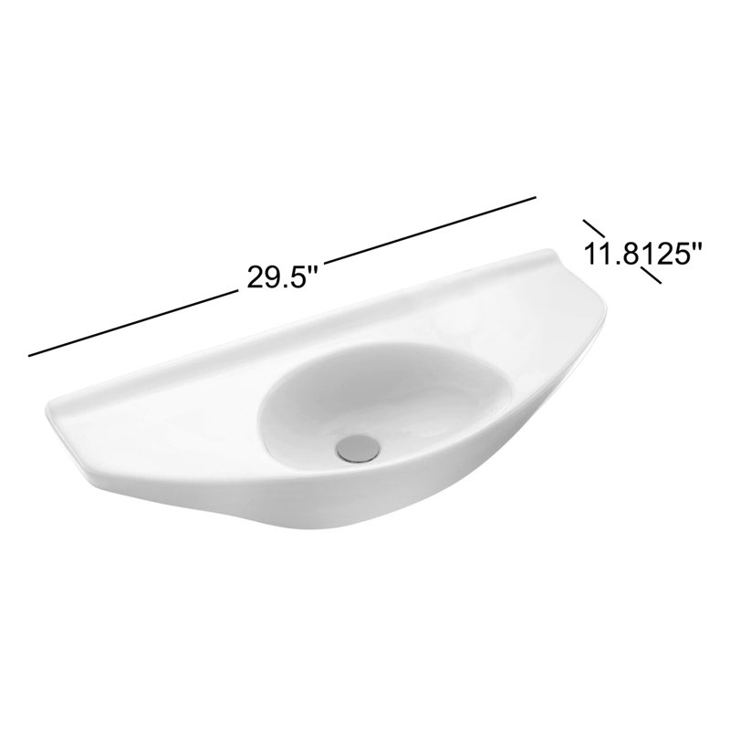 Vitreous China Wall Mount Bathroom Sink with Overflow, Cotton