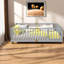 Lit de plancher en bois d'hévéa robuste, conception moderne compacte avec clôture de sécurité