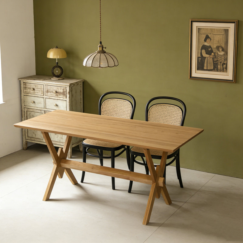 63" Double V Dining Table, Natural