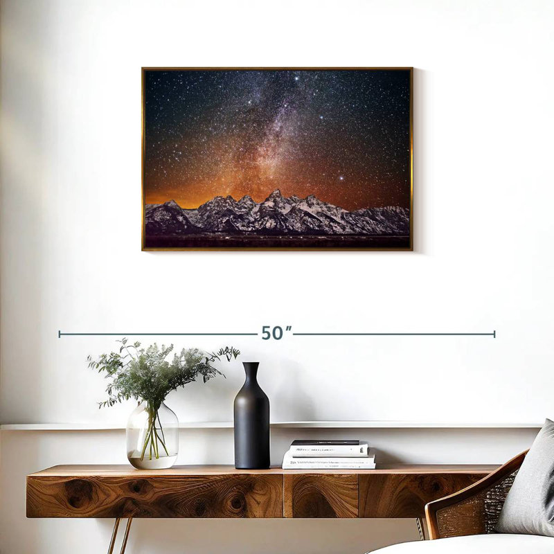 Voie lactée au-dessus de Grand Teton, Cadre flottant doré, 31 po x 21 po