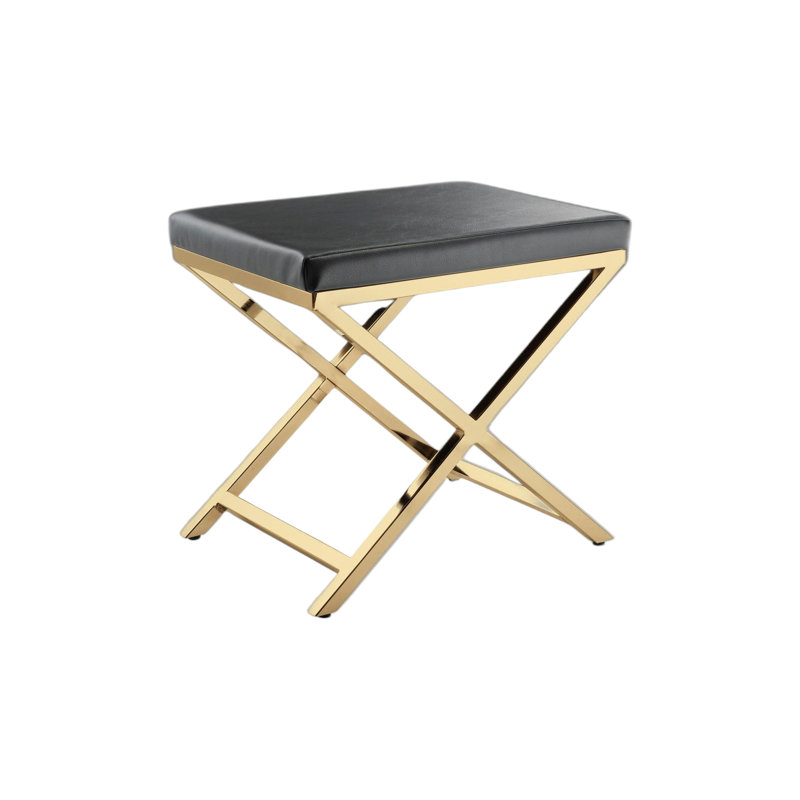 Chaise de coiffeuse 21 po en similicuir anthracite et doré