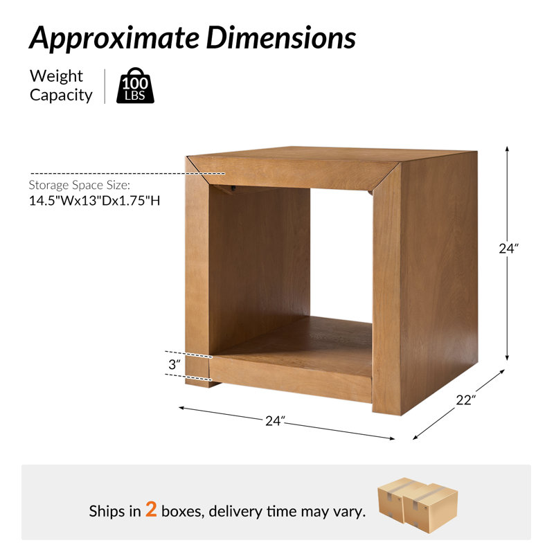 Table de bout moderne en bois l 24 po avec 1 tiroir caché Casella, Teck