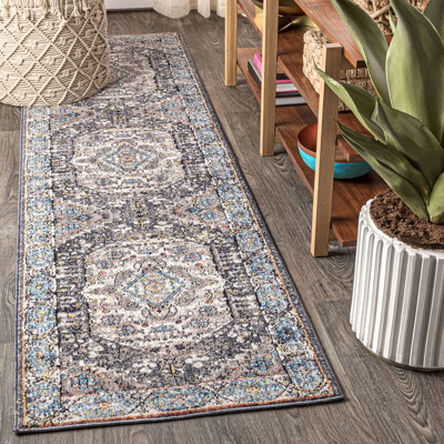 Stilwell Vintage Medallion Charcoal Gray/Ivory Rug