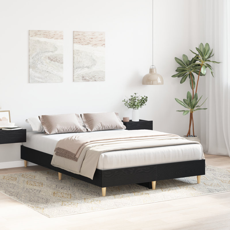Bed Frame Black Oak Engineered Wood, Small Double (4')