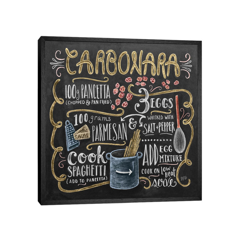 Carbonara Recipe - Print on Canvas, Black Floater Framed, 45.72cm H x 45.72cm W x 3.81cm D