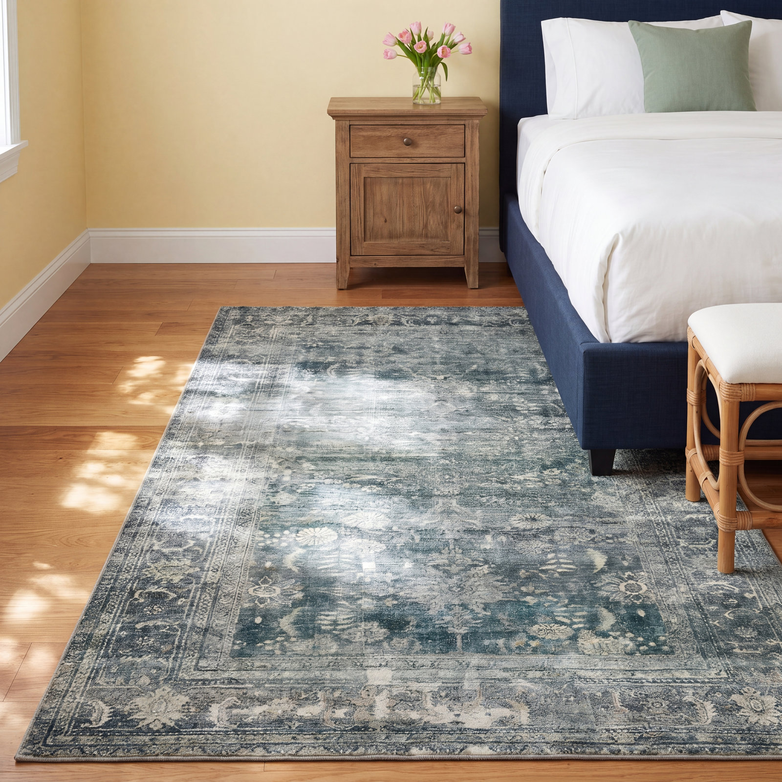 Magnolia Home By Joanna Gaines X Loloi Banks Machine Washable Blue / Lagoon Area Rug, Runner 2'6" x 7'6"