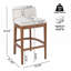 Tabouret de bar Mid-Century rembourré en bois d'hévéa avec dossier bas incurvé de 29 po Fleeton-132460419-132460421