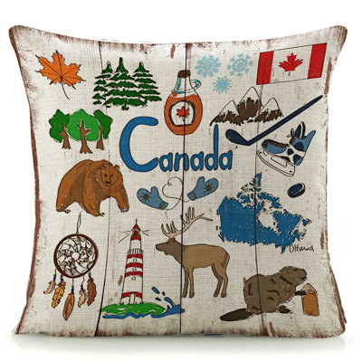  Coussin décoratif en lin intérieur / extérieur Canada Culture