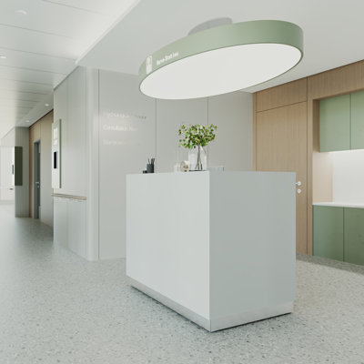 Modern Rectangular Reception Desk With Lockable Cabinet