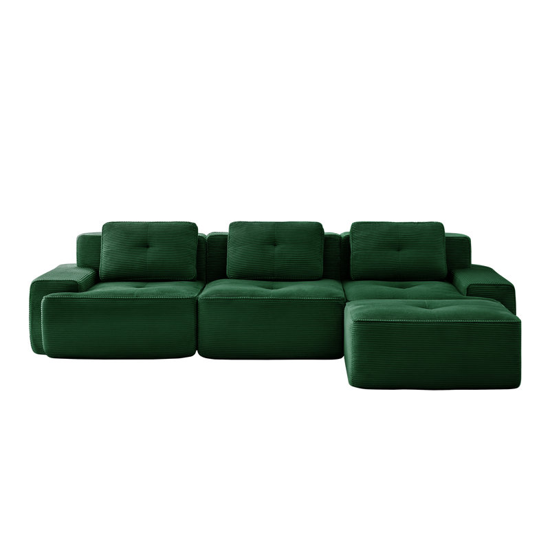 Canapé modulaire 4 pièces Modern, Velours côtelé vert