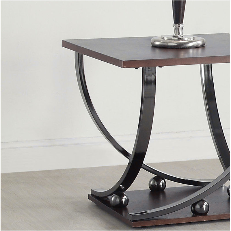 Table de bout en nickel noir avec tablette inférieure