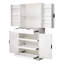 Armoire de cuisine 72 "cannelée avec 3 tiroirs à clavier et 6 tablettes de porte. Armoire de rangement réglable et autoportante pour salle de bain, salle à manger, bureau, entrée, blanc