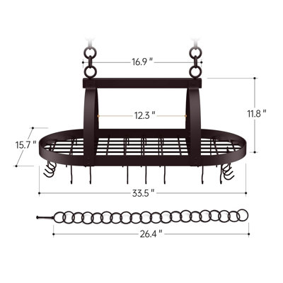 Metal Oval Hanging Pot Rack