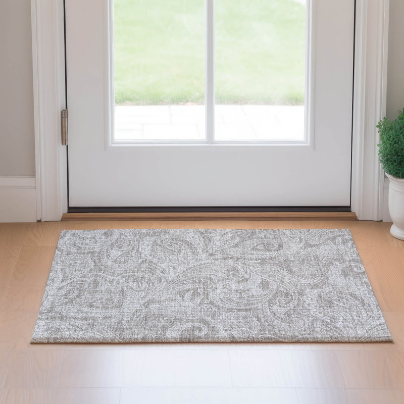 Premium Machine Washable Apodaca Taupe Rug, Rectangle 1'8" x 2'6"