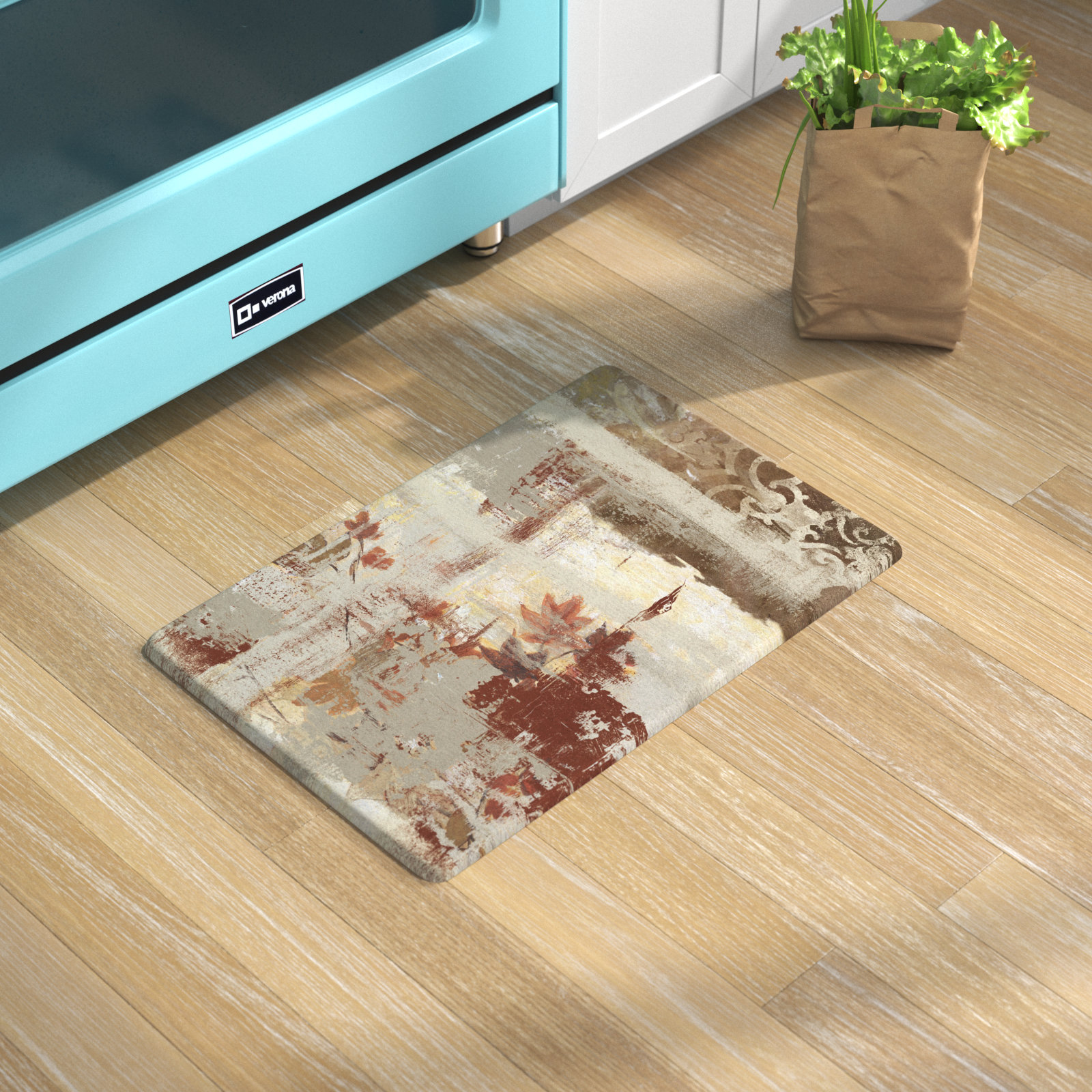 Imitation Wood Panel Kitchen Rugs, Vintage Absorbent Non Slip