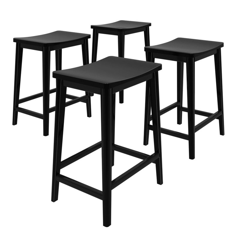 Smythe Solid Wood 24 inch Counter Stool, Black, 4