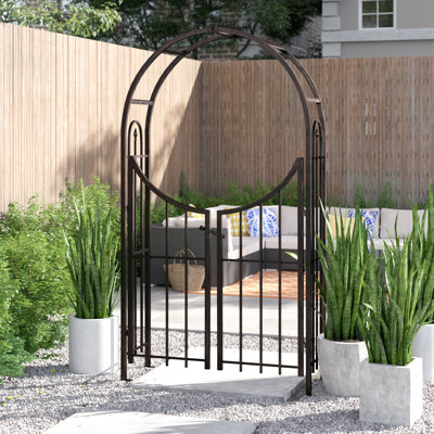 17.27cm W x 17.27cm D Steel Arbour with Gate