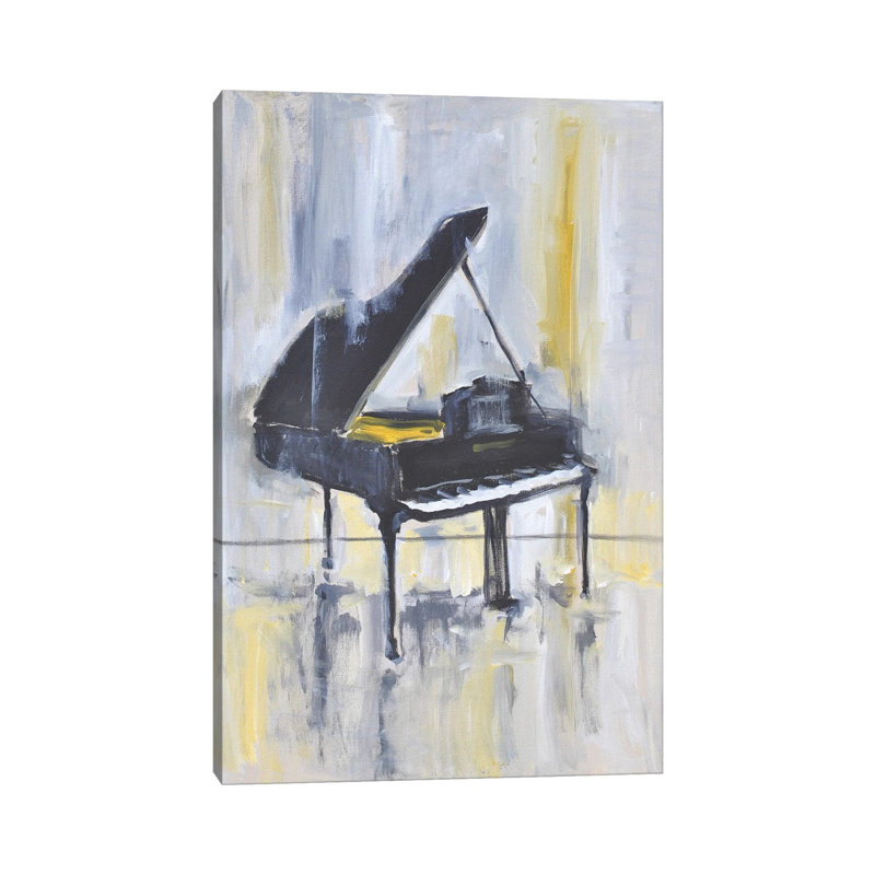 Piano In Gold II by Allayn Stevens - Wrapped Canvas Painting, 20.32 cm H x 30.48 cm W