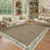 Washable Living Room Rug Floral Bordered Area Rugs Soft Thin Indoor Carpet for Bedroom Modern Throw Aesthetic Mat Non Slip Stain Resistant Carpet for Dining Room Office