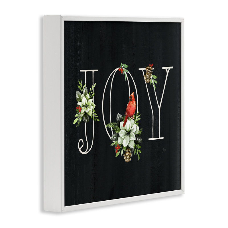 «Joy Letters with Florals», art mural sur toile par Nan, H 17 po x l 17 po, Giclée encadrée blanc bord de mer