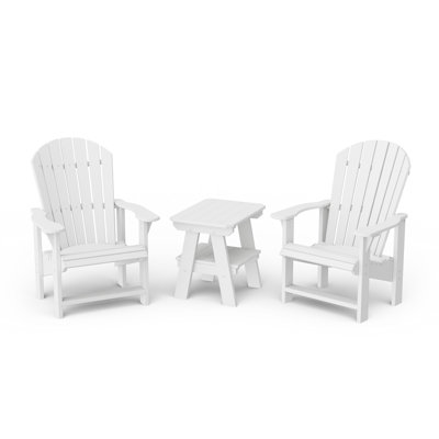 Heritage 3-Piece Upright Adirondack Chair Set With 22" Side Table