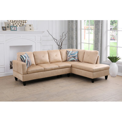 Canapé modulaire en L jaune, beige, canapé et méridienne
