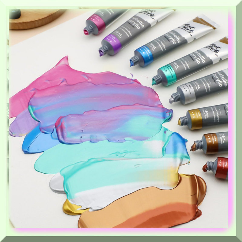 Metallic Acrylic Paint Set 8 Colors 18ml