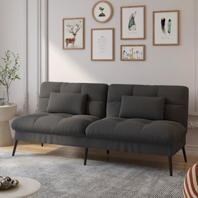 Richas Convertible Futon Sofa Bed, 68″Fabric Futon Couch with Adjustable Backrest, Loveseat Futon Sleeper Recliner for Living Room Furniture