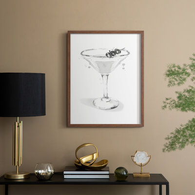 Dressed in White Martini Framed Print - Solid Wood