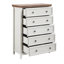 Armoire à commode beige à 5 tiroirs soigneusement conçue pour un rangement pratique et élégant