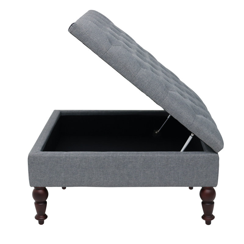 Mirfield Upholstered Ottoman, Grey Polyester