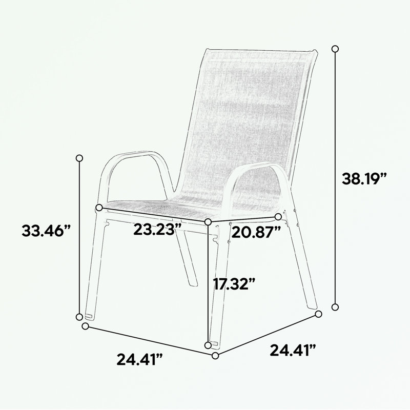 2 Piece Patio Chairs with Armrest and High Backrest, Grey/Black