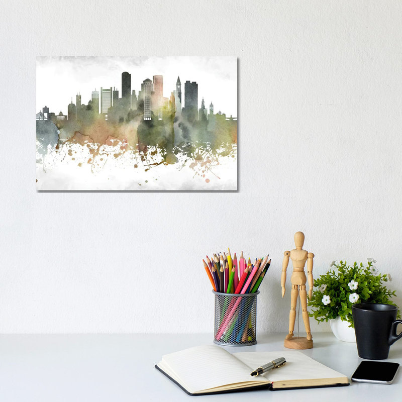 Boston Skyline by WallDecorAddict - Wrapped Canvas Print, 20.32cm H x 30.48cm W x 1.9cm D