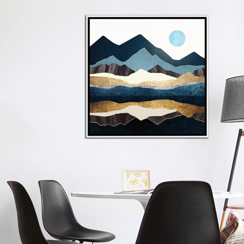 Reflect Hills - impression d'art graphique, Aucun mat, H 37 po x l 37 po x P 1,5 po, Toile blanche encadrée