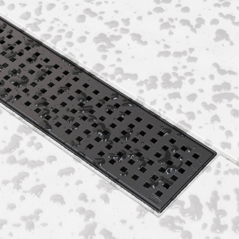 Grille carrée pour drain de douche Designline, Noir mat, 28"