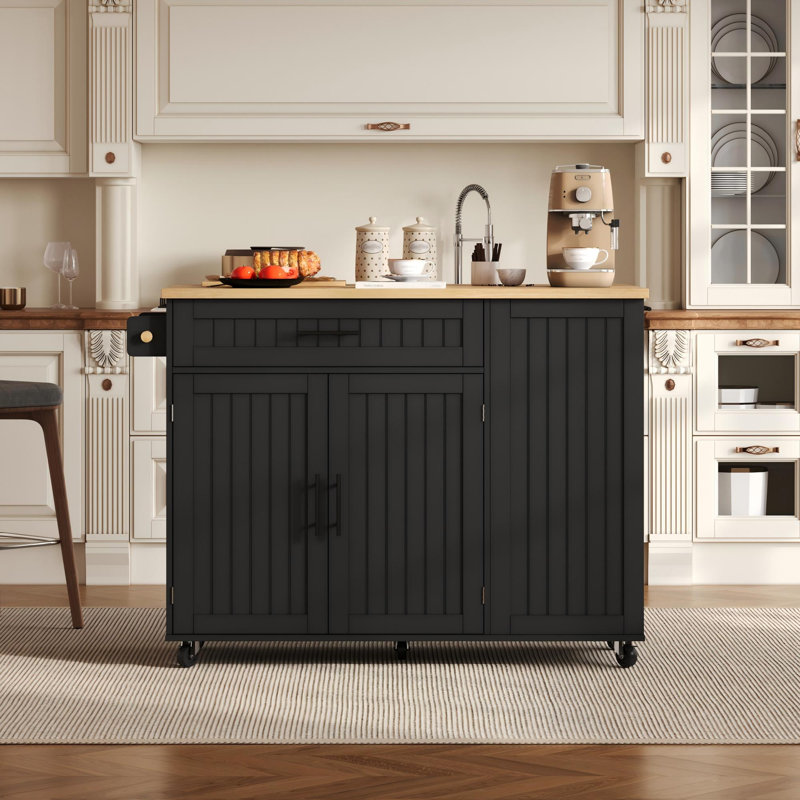 93 cm W Kitchen Island with Top, Black