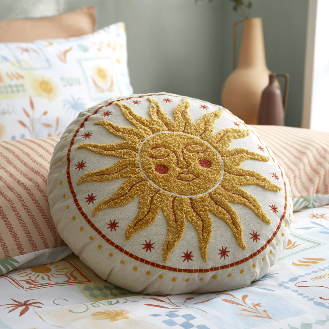 Soleil Yellow Round Throw Cushion