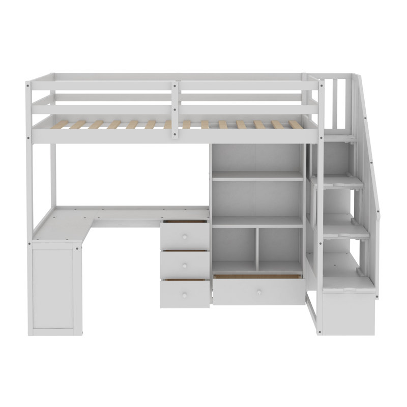 Lit mezzanine simple pour enfants Alayziah, Blanc