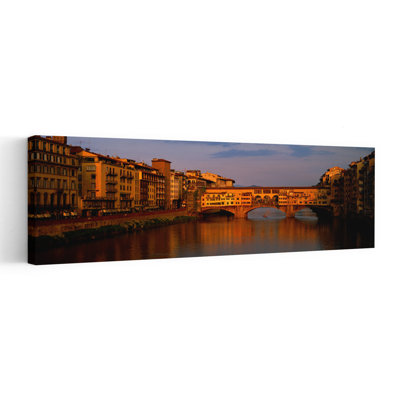 Ponte Vecchio Arno River Florence Italy by Collezione Panoramica - Wrapped Canvas Panoramic Print
