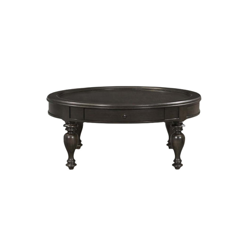 Smooth and rounded coffee table, 17.71" H x 43.3" L x 43.3" W